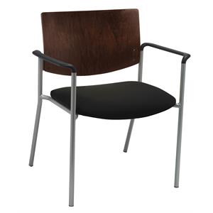 kfi evolve guest chair - arms - 400lb capacity - black fabric - chocolate back