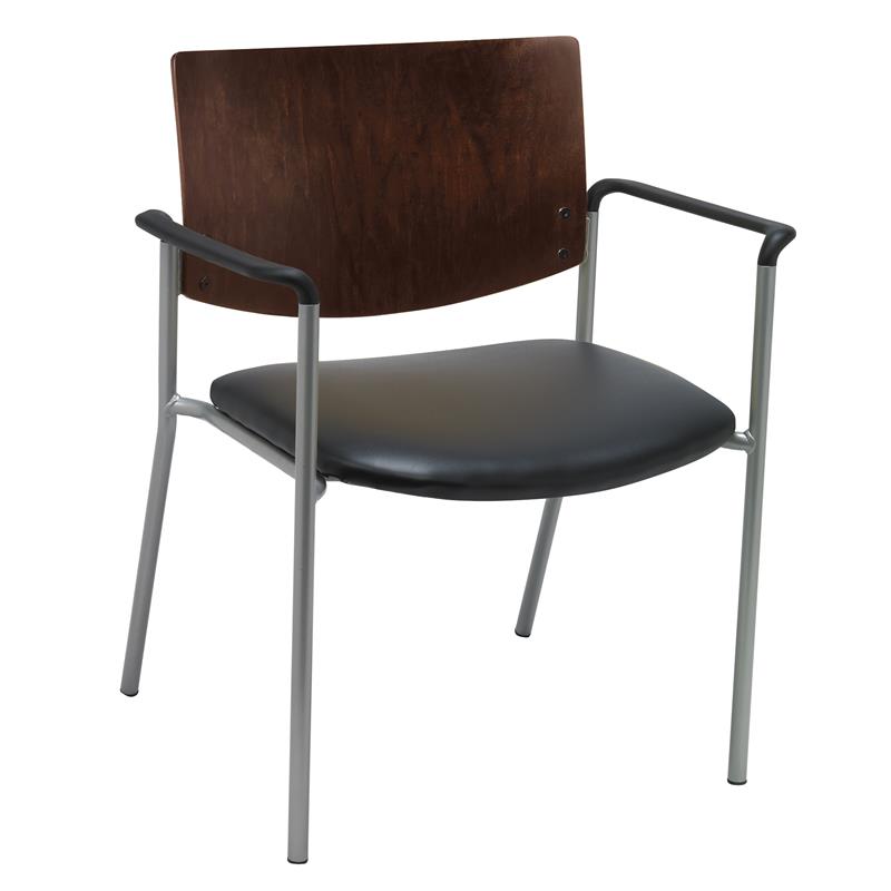 KFI Evolve Guest Chair - Arms - 400lb capacity - Black vinyl - Chocolate Back