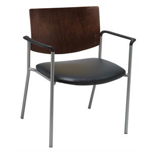 kfi evolve guest chair - arms - 400lb capacity - black vinyl - chocolate back