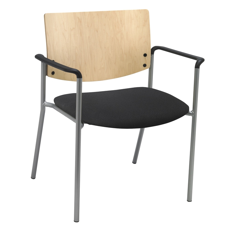 KFI Evolve Guest Chair - Arms - 400lb capacity - Black fabric - Natural Back