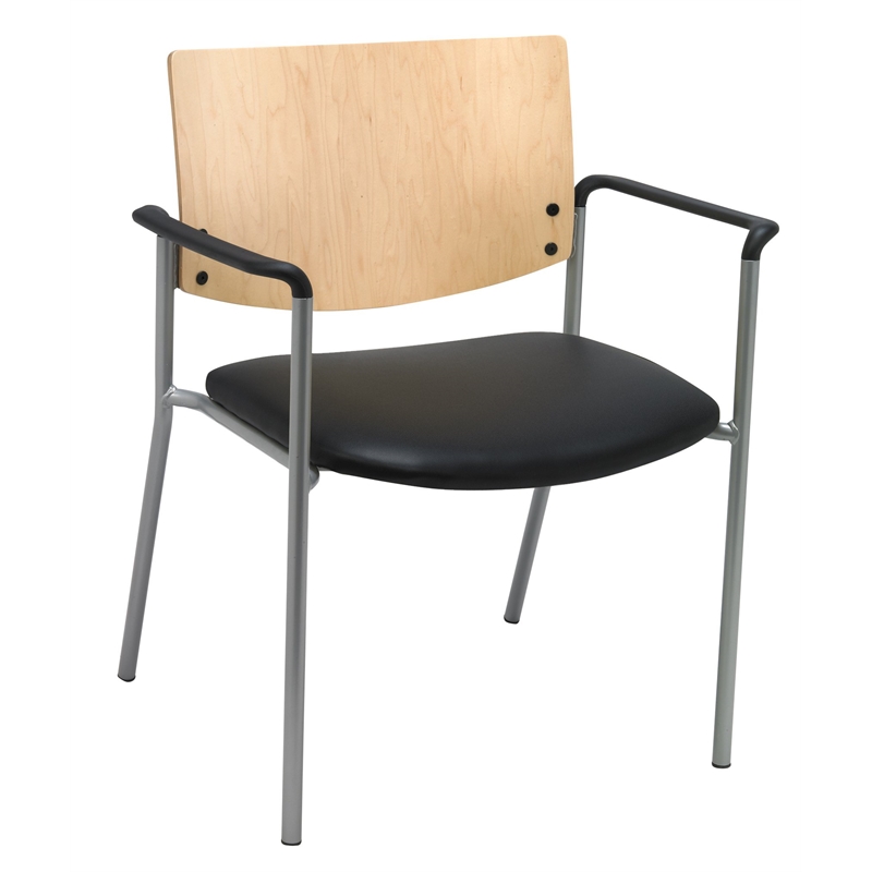 KFI Evolve Guest Chair - Arms - 400lb capacity - Black vinyl - Natural Back