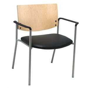 KFI Evolve Guest Chair - Arms - 400lb capacity - Black vinyl - Natural Back