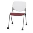KFI KOOL Stack Chair - Casters - White Back - Burgundy Seat