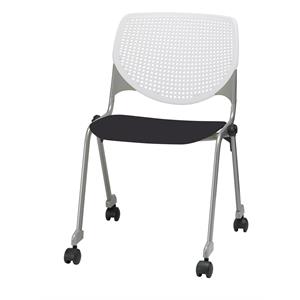KFI KOOL Stack Chair - Casters - White Back - Black Seat