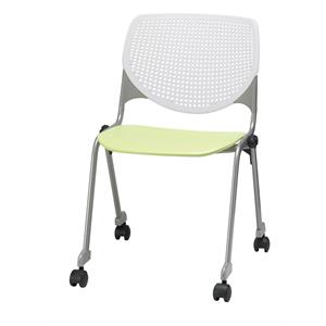 KFI KOOL Stack Chair - Casters - White Back - Lime Green Seat