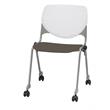 KFI KOOL Stack Chair - Casters - White Back - Brownstone Seat