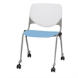 KFI KOOL Stack Chair - Casters - White Back - Sky Blue Seat