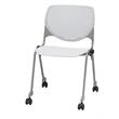 KFI KOOL Stack Chair - Casters - Light Gray Back - White Seat