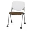 KFI KOOL Stack Chair - Casters - Fudge Fabric Upholstered Seat