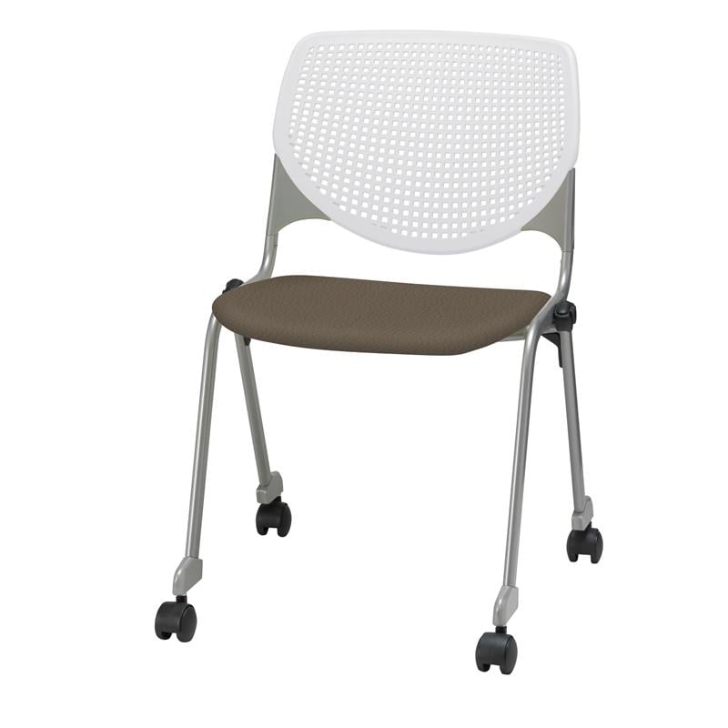 KFI KOOL Stack Chair - Casters - Java Vinyl Upholstered Seat