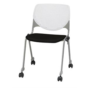 KFI KOOL Stack Chair - Casters - Tuxedo Fabric Upholstered Seat