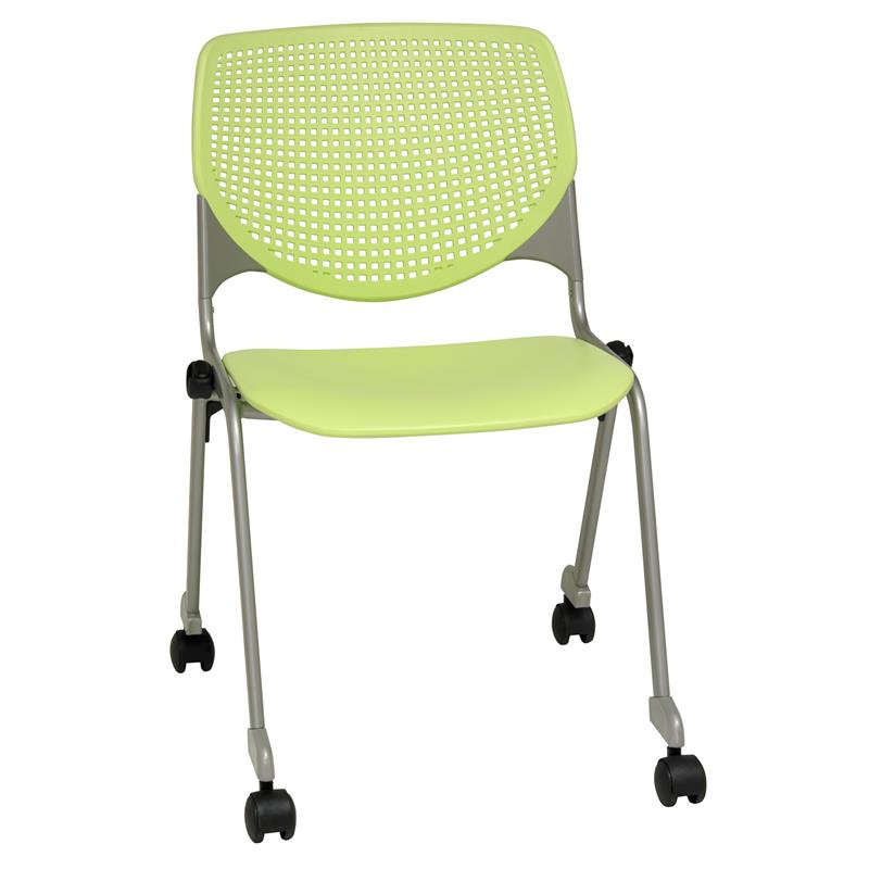 KFI KOOL Stack Chair - Casters - Lime Green