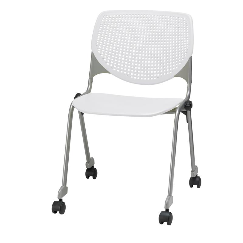 KFI KOOL Stack Chair - Casters - White