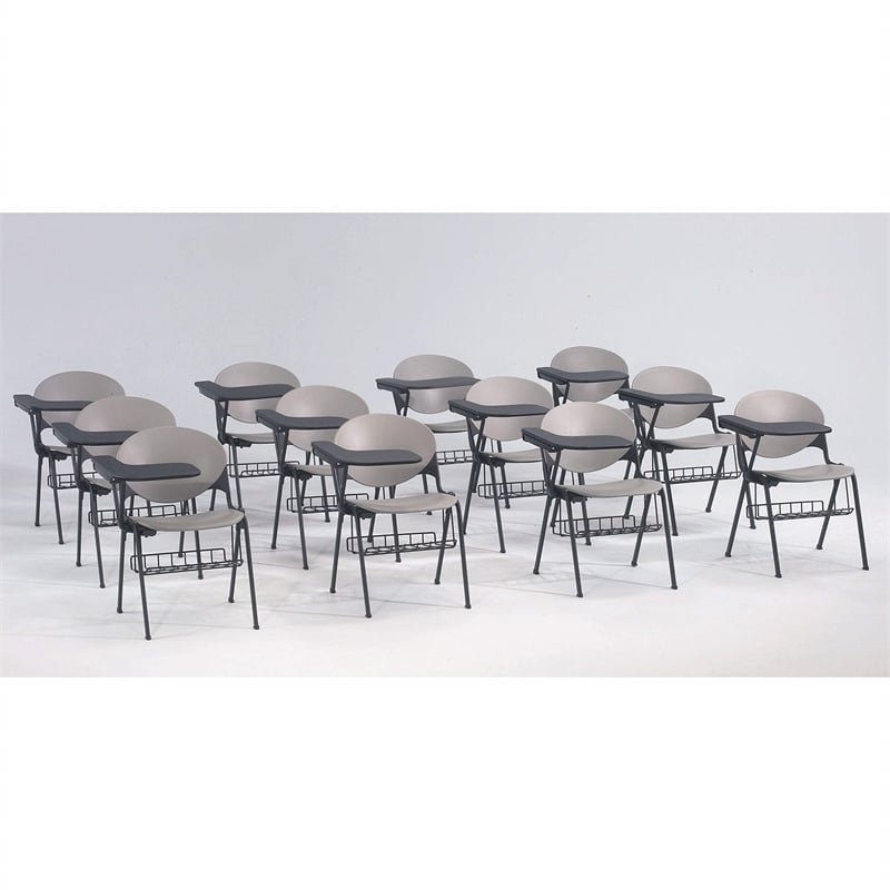 KFI Polypropylene Stacking School Chair - Left Writing Tablet - Charcoal