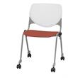 KFI KOOL Stack Chair - Casters - White Back - Coral Seat