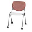 KFI KOOL Stack Chair - Casters - Coral Back - White Seat
