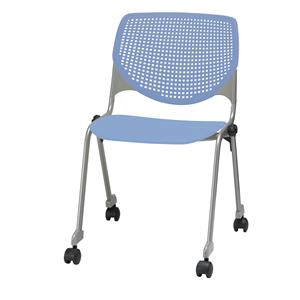 kfi kool stack chair - casters - peri blue