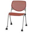 KFI Studios Plastic  KOOL Stack Chair - Casters - Coral