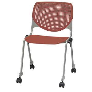 KFI Studios Plastic  KOOL Stack Chair - Casters - Coral