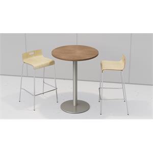 KFI 30&quot Round Bistro Table - Cherry - 2 Natural Jive Barstools