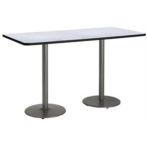 KFI 30&quot x 72&quot Conference Table - Grey Top - Round Silver Base. Bistro Height