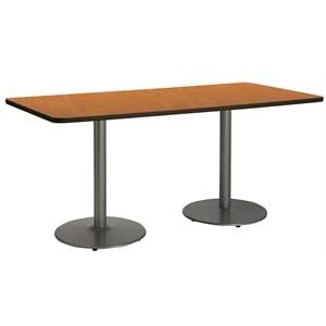 KFI 30&quot x 72&quot Conference Table - Medium Oak Top - Round Silver Base