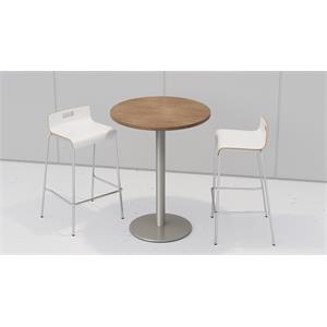 KFI 30&quot Round Bistro Table - Cherry - 2 White Jive Barstools