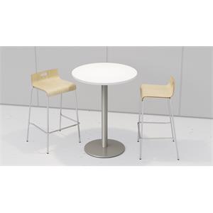KFI 30&quot Round Bistro Table - White - 2 Natural Jive Barstools