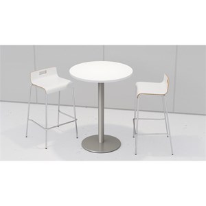 KFI 30&quot Round Bistro Table - White - 2 White Jive Barstools