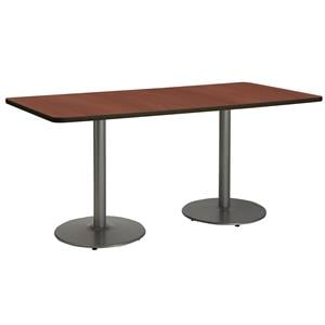KFI 36&quot x 72&quot Pedestal Table - Mahogany Top - Round Silver Base