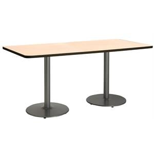 KFI 36&quot x 72&quot Pedestal Table - Natural Top - Round Silver Base