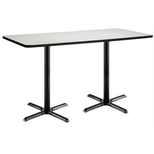 KFI 36&quot x 72&quot Pedestal Table - Linen Top - Black X-Base - Bistro Height