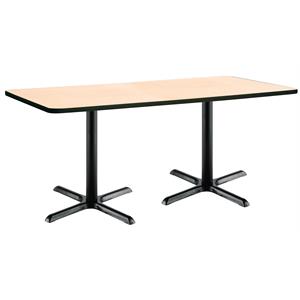 KFI 36&quot x 72&quot Pedestal Table - Natural Top - Black X-Base