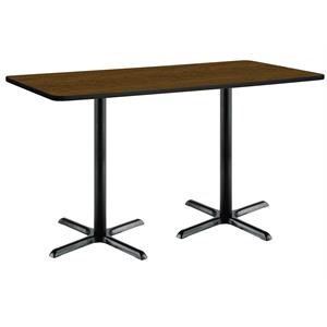 KFI 36&quot x 72&quot Pedestal Table - Walnut Top - Black X-Base - Bistro Height