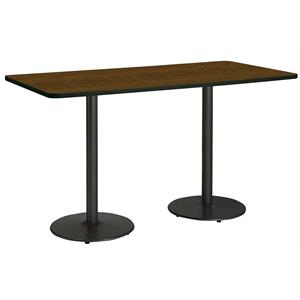 KFI Mode 36&quot x 84&quot Conference Table - Walnut - Round Black Base - Bistro Height