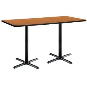 KFI 30&quot x 72&quot Conference Table - Medium Oak Top - Black X-Base - Bistro Height