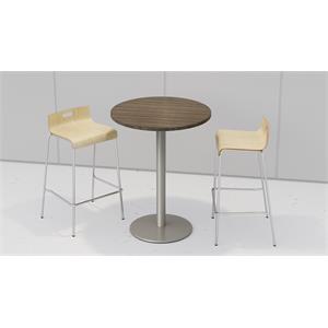 KFI 30&quot Round Bistro Table - Teak - 2 Natural Jive Barstools