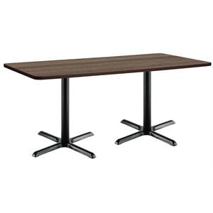 KFI Mode 30&quot x 72&quot Breakroom Table - Teak - X-Base - 36&quot Counter Height