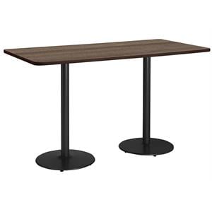 KFI Mode 36&quot x 84&quot Conference Table - Teak - Round Black Base - Bistro Height