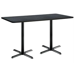 KFI 36&quot x 72&quot Pedestal Table - Graphite Top - Black X-Base - Bistro Height
