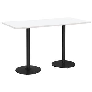 KFI Mode 42&quot x 72&quot Conference Table White Round Black Base Bistro Height