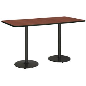 KFI Mode 42&quot x 72&quot Conference Table Mahogany Round Black Base Bistro Height