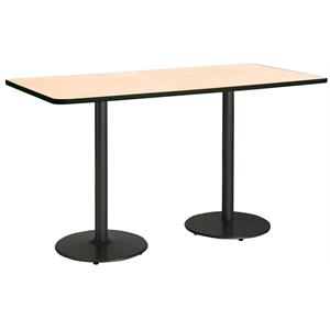 KFI Mode 42&quot x 72&quot Conference Table Natural Round Black Base Bistro Height