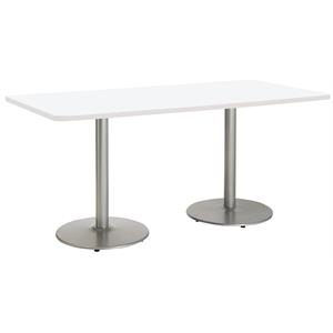 KFI Mode 42&quot x 72&quot Conference Table White Round Silver Base Standard Height