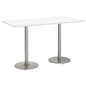 KFI Mode 42&quot x 72&quot Conference Table White Round Silver Base Bistro Height