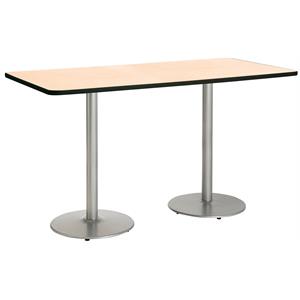 KFI Mode 42&quot x 72&quot Conference Table Natural Round Silver Base Bistro Height