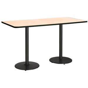 KFI Mode 42&quot x 84&quot Conference Table Natural Round Black Base Bistro Height