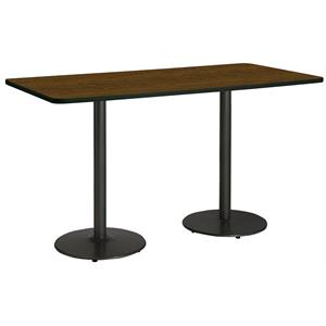 KFI Mode 42&quot x 84&quot Conference Table Walnut Finish Round Black Base Bistro Height
