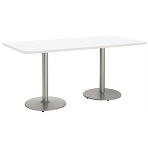 KFI Mode 42&quot x 84&quot Conference Table White Round Silver Base Standard Height