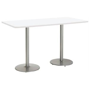 KFI Mode 42&quot x 84&quot Conference Table White Round Silver Base Bistro Height
